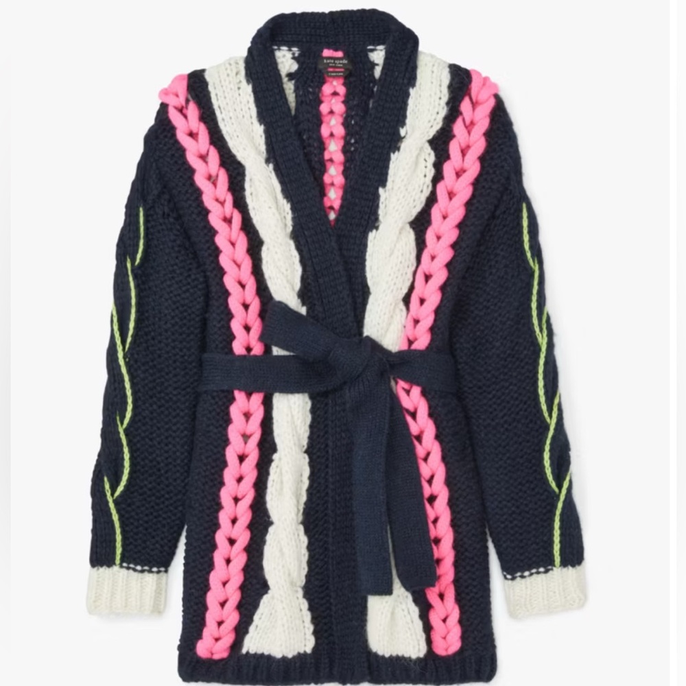 NWT Kate Spade Alpaca-Wool Cable Knit Cardigan. - Picture 2 of 11